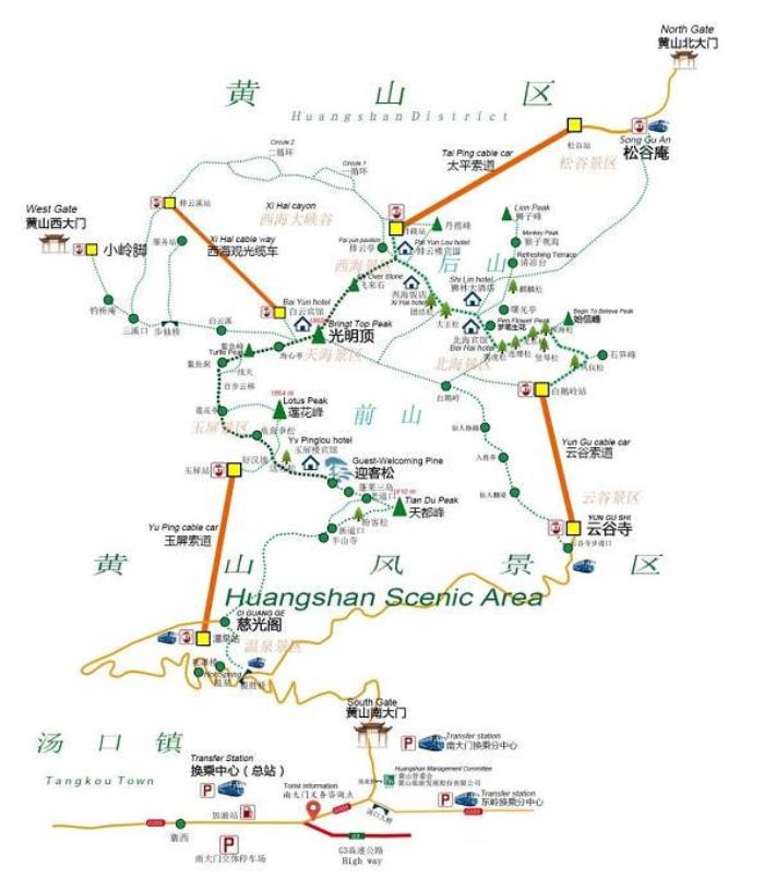 黃山風(fēng)景區(qū)國慶賞秋路線圖