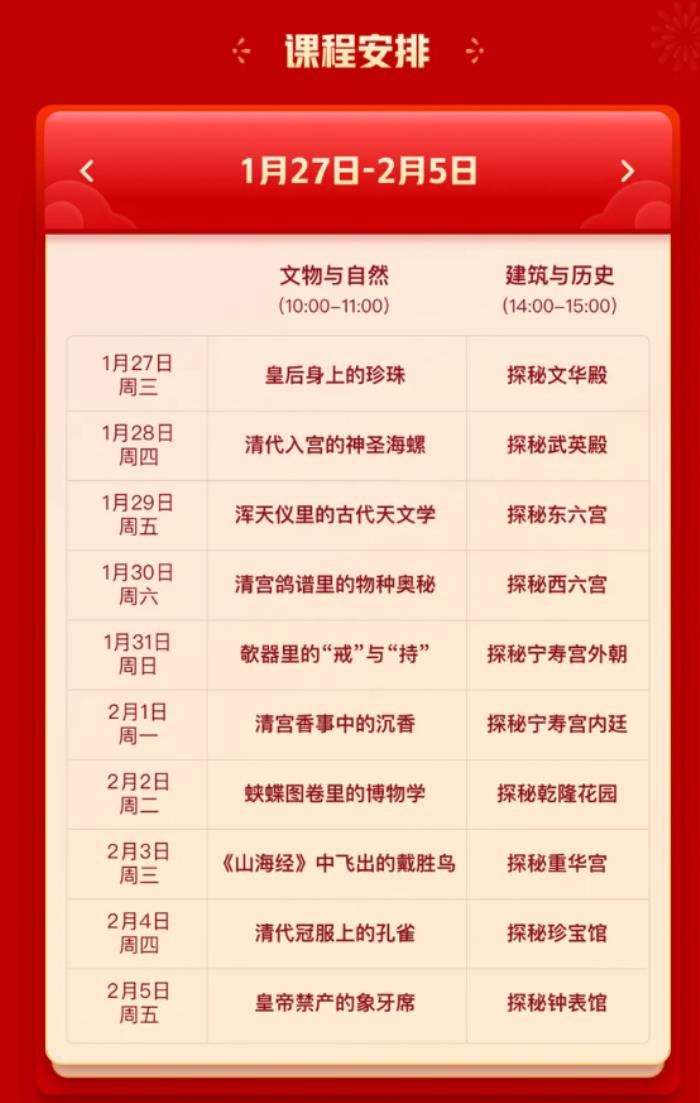 2021故宮博物館新春文化佳宴活動匯總-課程安排